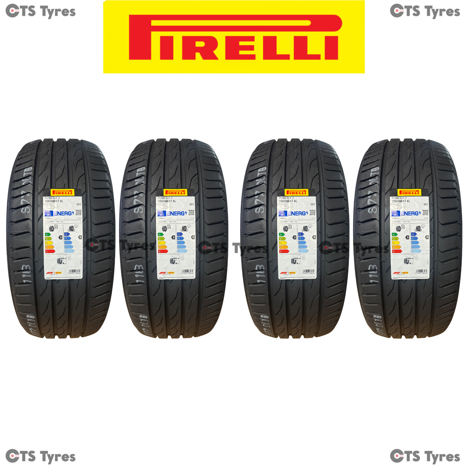 4X 225/50R17 Pirelli Powergy 2 98Y XL NEW *B/B RATED* B WET GRIP  - 225 50 17