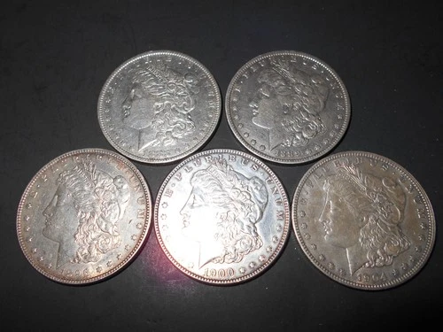 lot of 5 morgan silver dollar 90% Silver very good or better