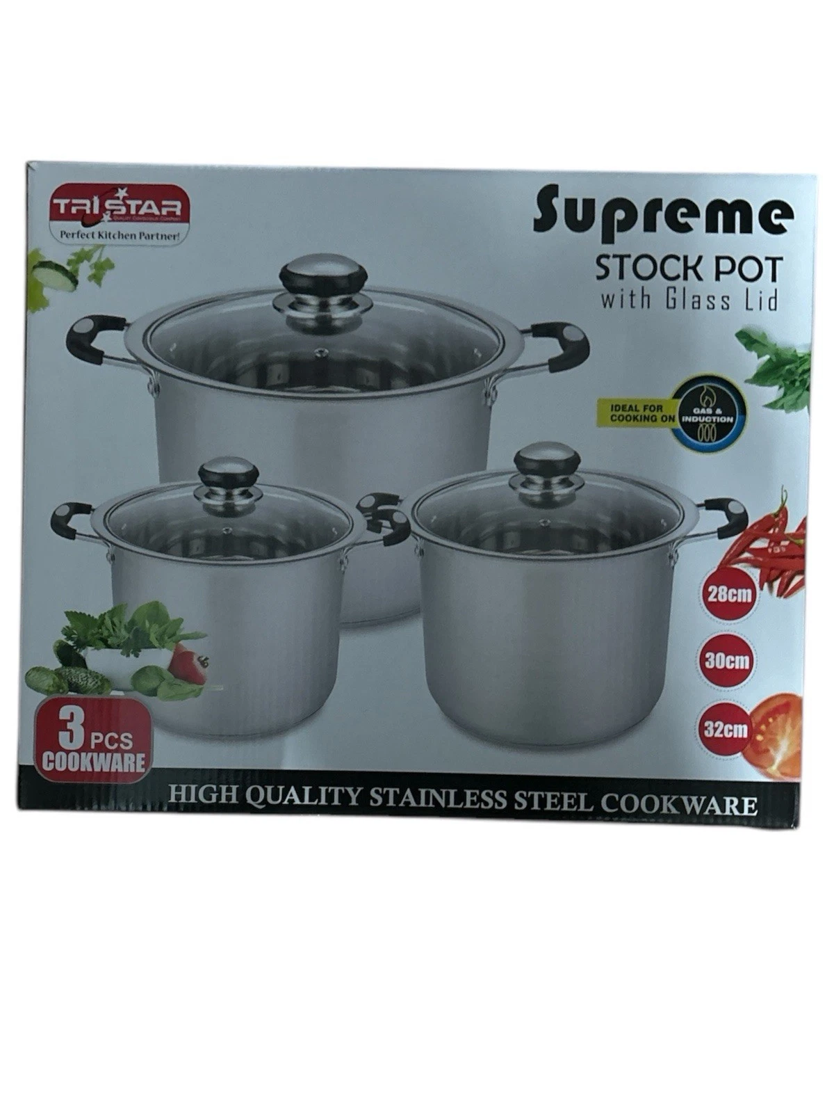 Supreme Stockpot Set With Glass Lid Ideal For Cooking With.