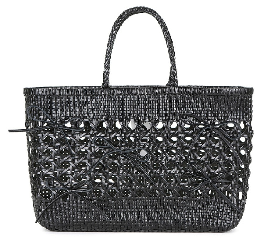 OSOI Biscuit Tote Bag Black Handmade Woven Recycled Leather Shoulder Bag