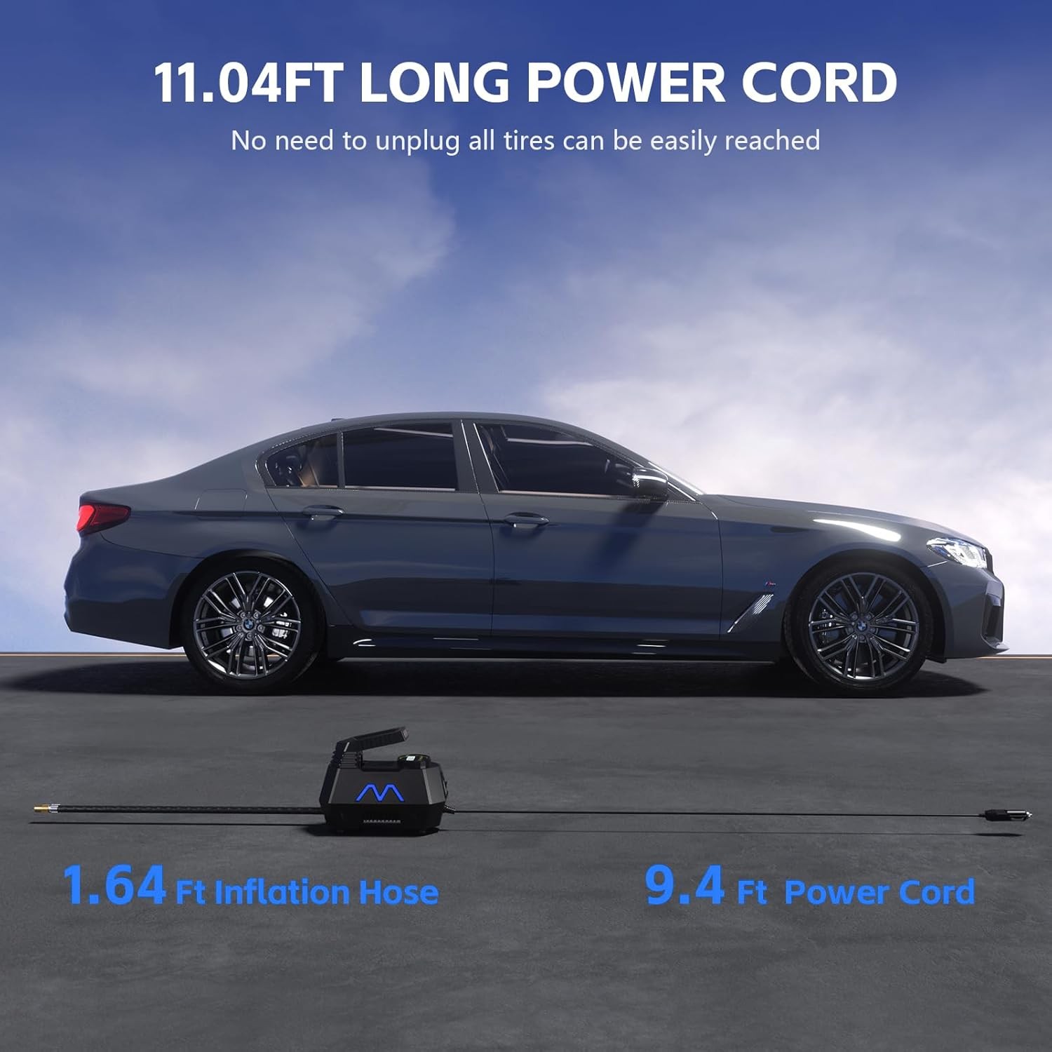 Tire Inflator Portable Air Compressor, DC 12V Air Pump for Car Tires with Digita