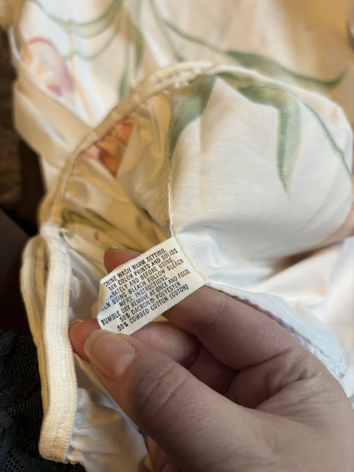 Vintage USA Made Martex Twin Sheet Set Floral Tulips Fitted Flat Pillowcase Mcm  - Image 3 of 4