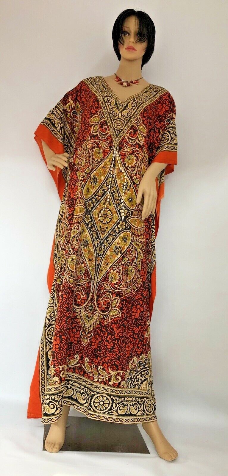 Summer Long Kaftan Dress With Glitters Boho Maxi One Size Women Kimono