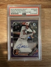 PSA 9 ADLEY RUTSCHMAN AUTO 2019 Bowman Chrome PURPLE REFRACTOR #/250 RC MINT