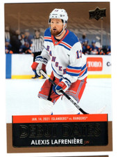 ALEXIS LAFRENIERE 2021-22 UPPER DECK HOCKEY SERIES 1 DEBUT DATES - GOLD SP