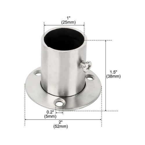 Anillos de soporte extremo de soporte de poste de riel armario enchapados en cromo 25 mm QTY 4 - Imagen 5 de 5
