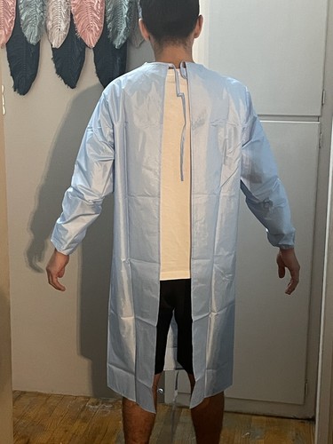 5-pack Pandemic Disposable Isolation Gowns AAMI Level 1 Blue or White - Afbeelding 12 van 13