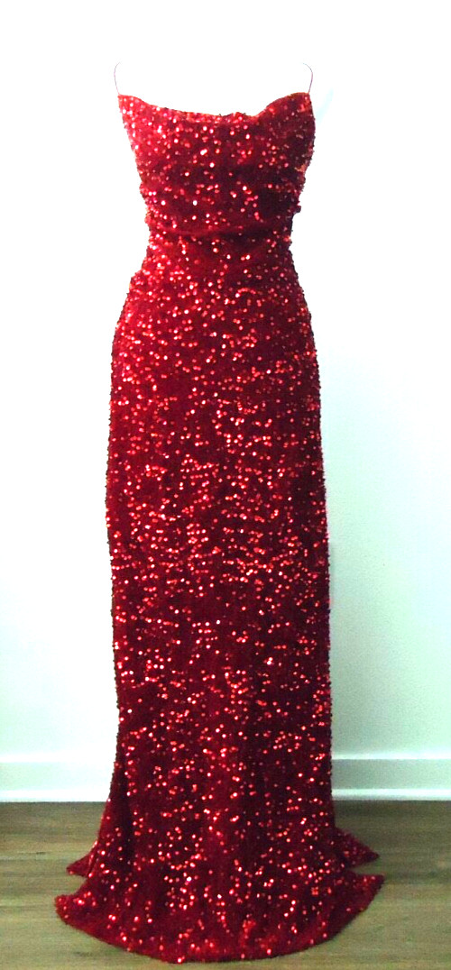 Gorgeous Women's Sequin Backless Split Maxi Red D… - image 4