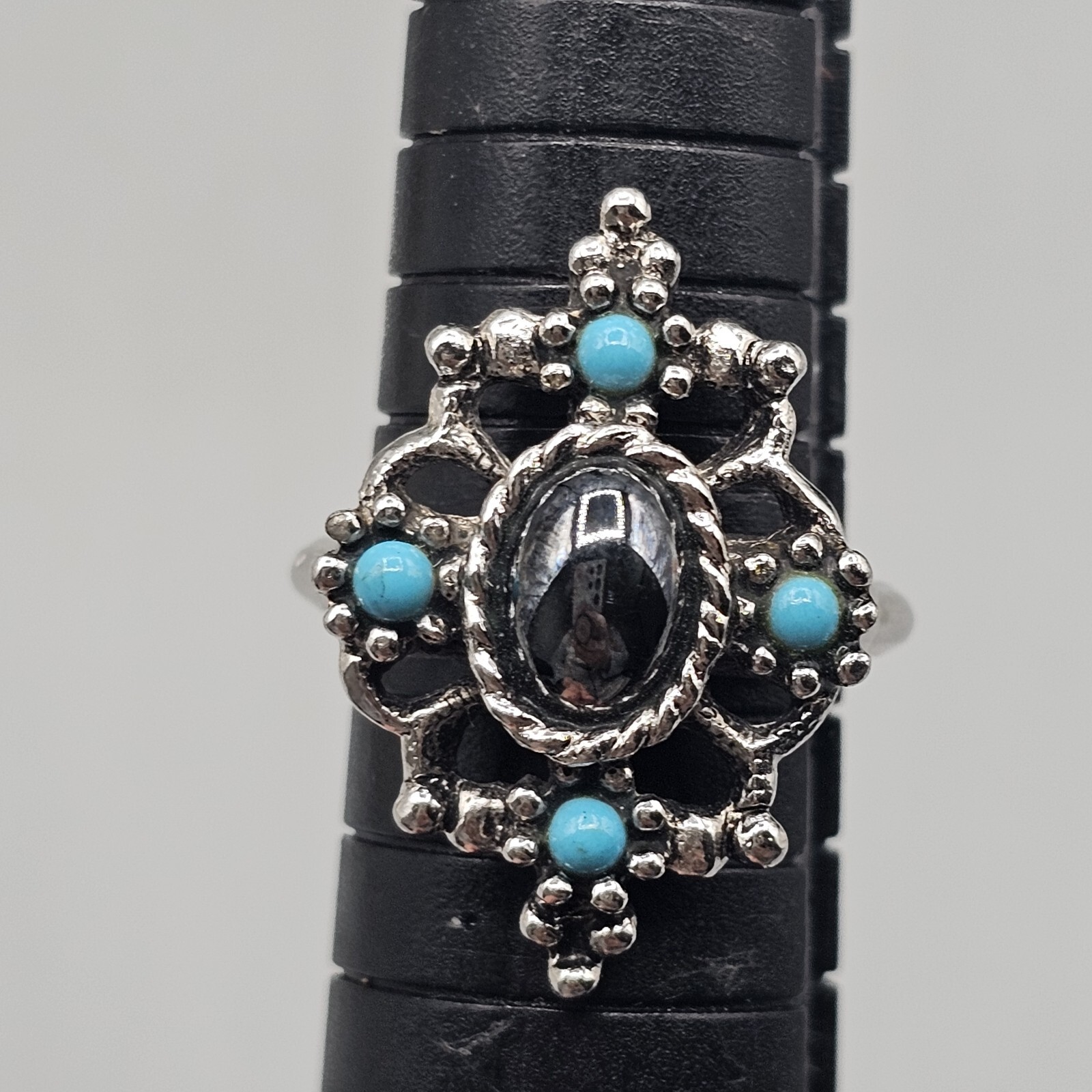 Avon Germany Ring Silver Plated Simulated Turquoi… - image 9