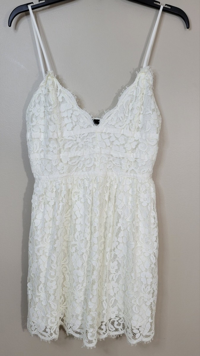 chinese dress ladies Rosalie Lace Ruffle Mini Dress White Selfie Leslie