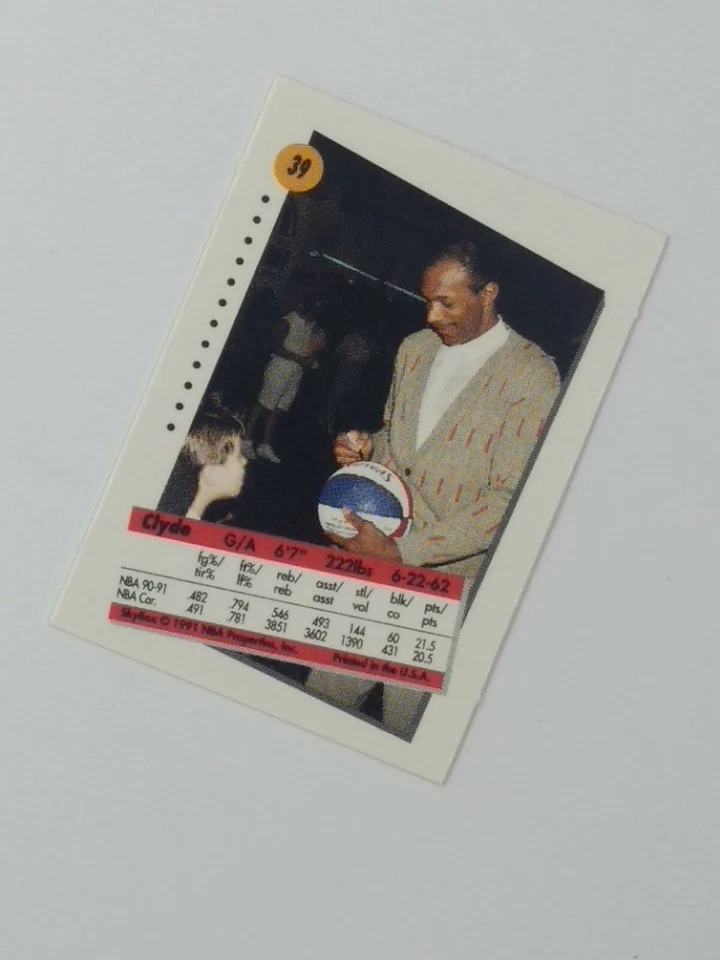 1991-92 Skybox Mini Clyde Drexler #39, Portland Trail Blazers, HOF - Image 4 of 4