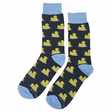 NWT Fun Rubber Duck Dress Socks Novelty Men 8-12 Black Crazy Fun Sockfly