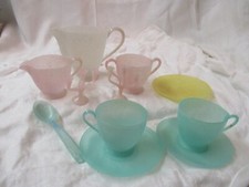 Vintage Gothamware Toy plastic 11 pcs Dishes Pitcher Cup Saucer Candelabra Sugar