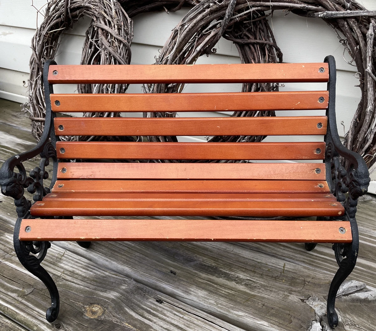 Wrought iron wood bench new arrivals
