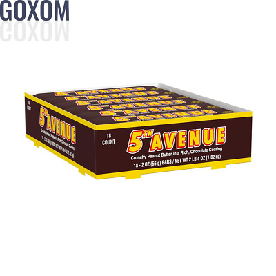 5TH AVENUE Crunchy Peanut Butter Candy Bars Chocolate Coated 2 Oz Bulk 18 Counts
