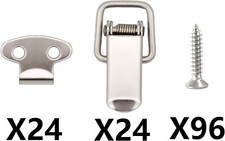 24Pcs Small Stainless Steel Spring Toggle Lock With Clasp Buckle Latch Silver