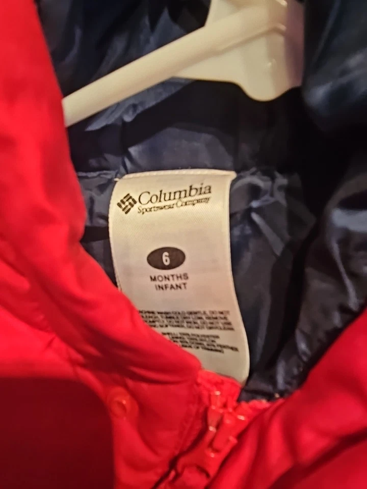Traje de esquí de plumón rojo traje de nieve de una pieza COLUMBIA unisex niños jóvenes talla 6 meses Foto 4 de 4