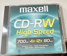 Maxell CD-RW Rewritable Media 700MB High Speed 4x-12x  Sealed Old Stock New