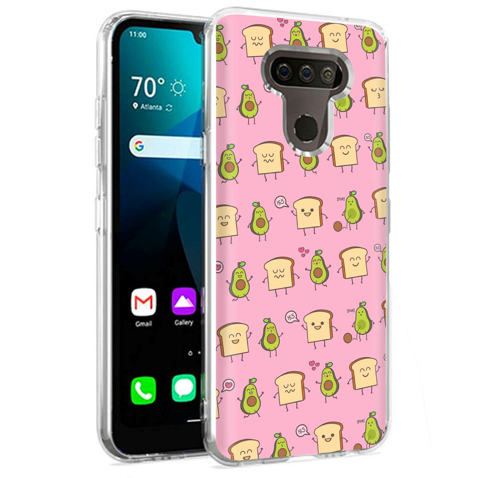 Phone Case for LG Harmony 4,Premier Pro Plus,K41, Pink Toast Avocado Print
