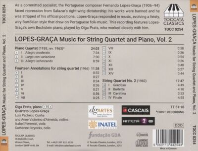 FERNANDO LOPES-GRA A: COMPLETE MUSIC FOR STRING QUARTET AND PIANO, VOL. 2 NEW CD