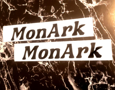 MonArk Boat Decals Stickers 13'' Gloss BLACK Die-Cut (2) Fast USA!