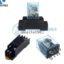 12V DC Coil Power Relay LY2NJ DPDT 8 Pin HH62P JQX-13F With Socket Base