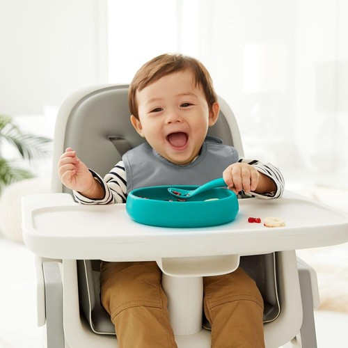 OXO Tot Silicone Toddler Weighted Base Dinner Plate/Bowl Scoop Friendly Teal New - Picture 7 of 7