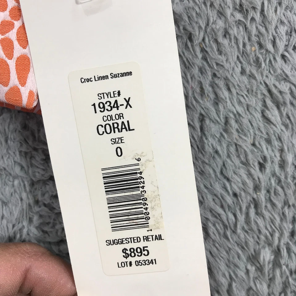 NINA MCLEMORE Jacket Womens 0 Croc Linen Suzanne Orange White Blazer Coat - Image 3 of 4