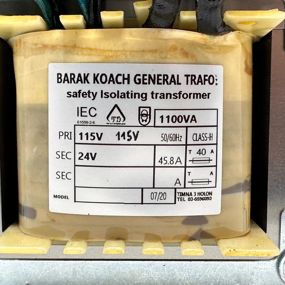 Autotransformador Barak Koach 1100 VA Primario 115V 50-60 Hz Secundario 24 V Foto 2 de 4