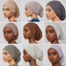 Women's Inner Hijab Muslim Cap Bonnet Solid Islamic Underscarf Jersey Undercaps