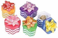 48 PC Jeweler's Assorted Color Paper Miniature Chevon Ring Boxes