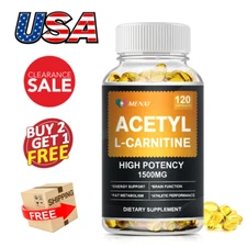 Acetyl L-Carnitine 1500mg Capsules - Brain,Nerve & Antioxidant Support Free Ship