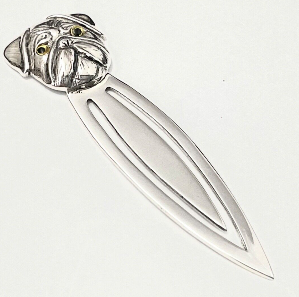 Sterling Silver British Bulldog Pug Pet Bull Dog animal Bookmark Letter