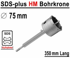 SDS-Plus Hartmetall Bohrkrone Dosenbohrer Mauerwerk Kernbohrer Ø 75 mm x 350 mm