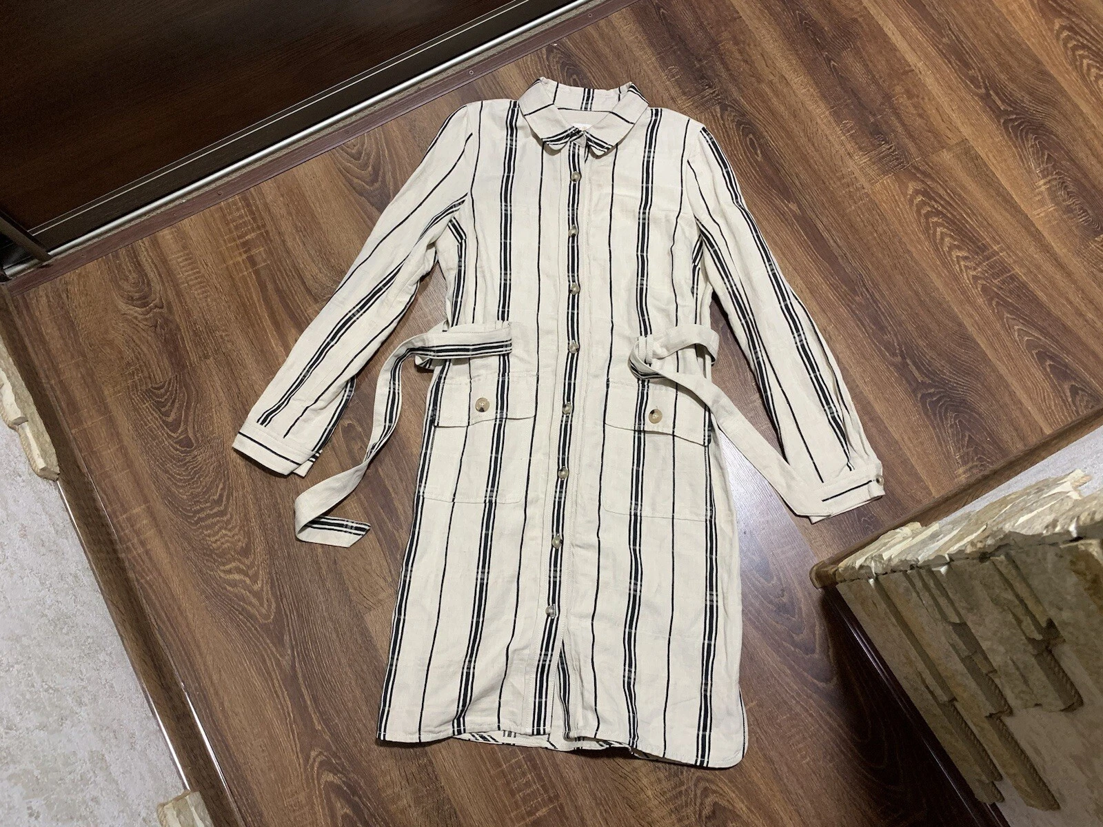 Abito Tory Burch Emilynn vestito con cintura in seta lino taglia 10