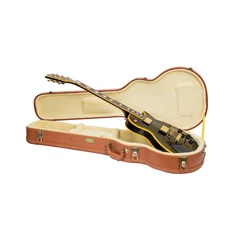 Crossrock Relief Series-Wooden Case for Les Paul Electric Guitars-Red Wood