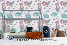 3D Mermaid Seamless Wallpaper Wall Mural Removable Self-adhesive Sticker569
