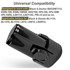 12V 4000mAh Battery for Black Decker BL1110 BL1310 BL1510 LB12 LBX12 LBXR12