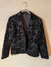 THEORY black velvet cotton burnout single breasted blazer sz S