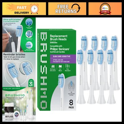 Sensitive Replacement Toothbrush Heads for Philips Sonicare, 8 Extra Soft Dupont