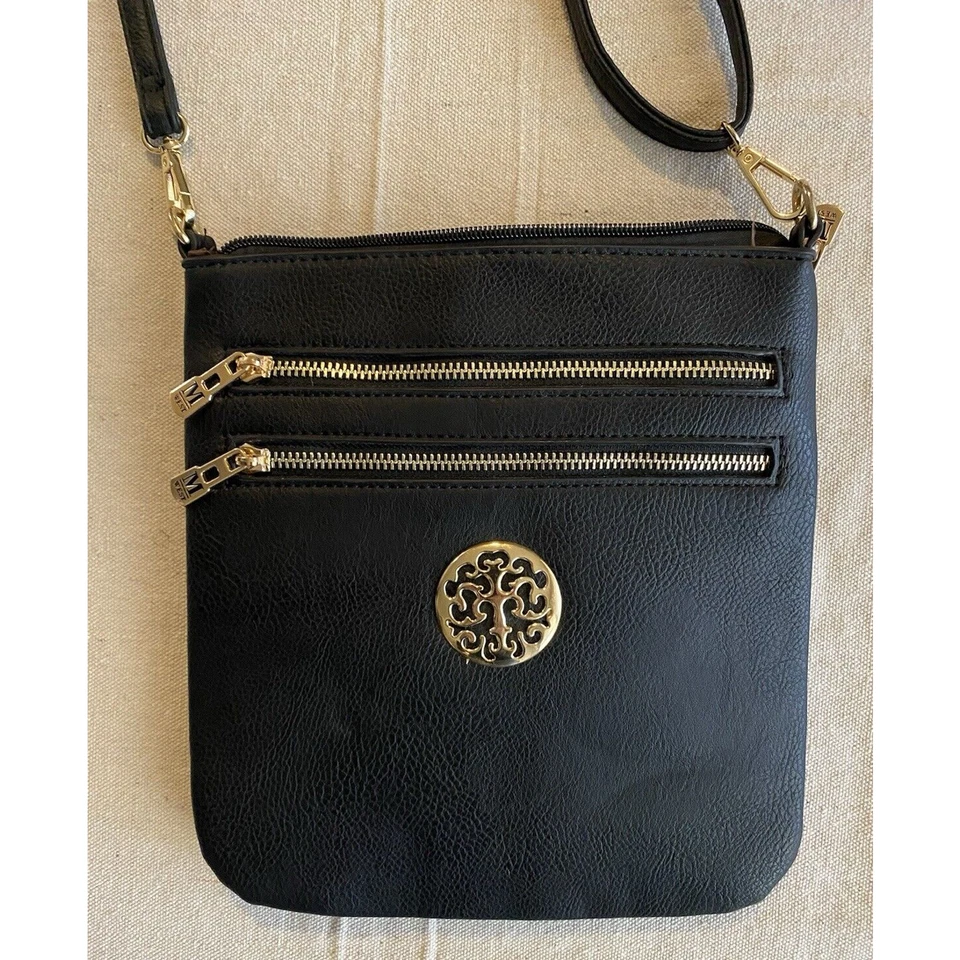 MONTANA WEST Purse Black-Gold Trim Genuine Leather Western Cowgirl Crossbody Bag - Image 3 of 4