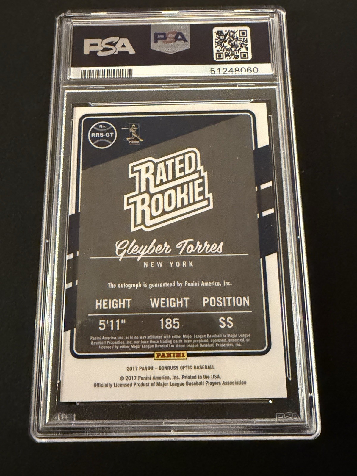 2019 Donruss Optic Gleyber Torres 2017 Rookie Auto #RRSGT PSA 10 view 4