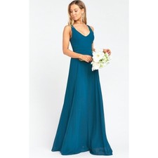 NEW Show Me Your Mumu Jen Maxi Dress Gown in Deep Jade Chiffon
