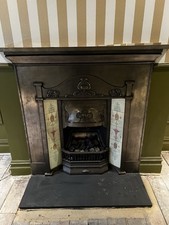 TILED CAST IRON FIREPLACE / FIRE SURROUND / INSERT / VICTORIAN / EDWARDIAN