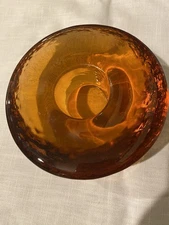 Fire and Light Amber Orang  Votive Candle Holder Fire & Light Signed