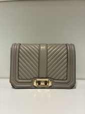 Rebecca Minkoff Chevron Quilted Small Love Crossbody Bag Grey Leather