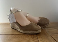 Gaimo Tan Suede Espadrille Wedges Size UK 7 New With Tags