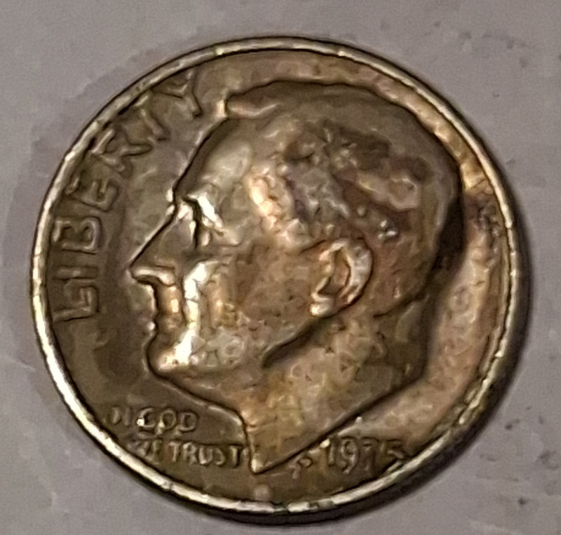 1975-P Roosevelt Dime 10C Philadelphia Business Strike Copper KM#195 Clipped