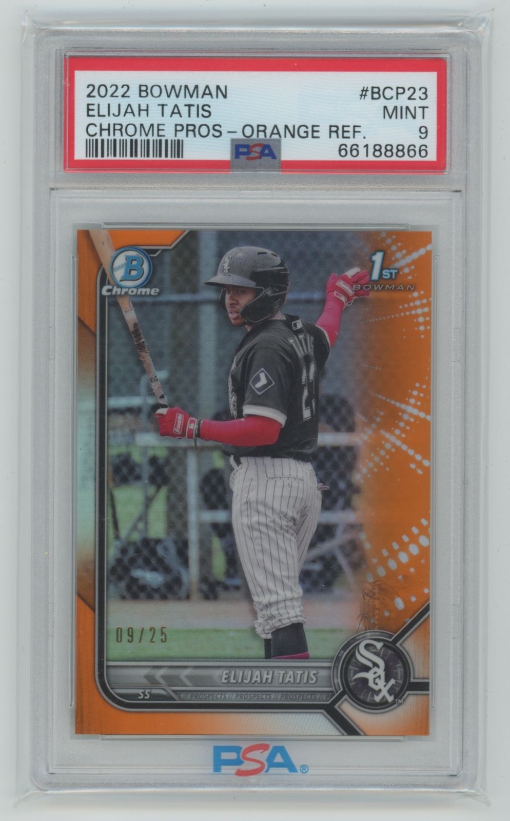 2022 Bowman Chrome Prospects Orange Refractor Elijah Tatis 9/25 PSA 9 #BCP-23