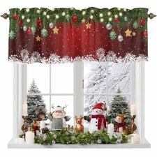 Christmas Curtain Valance for Windows 42"W x 12"L Pack of 1 Christmas Red